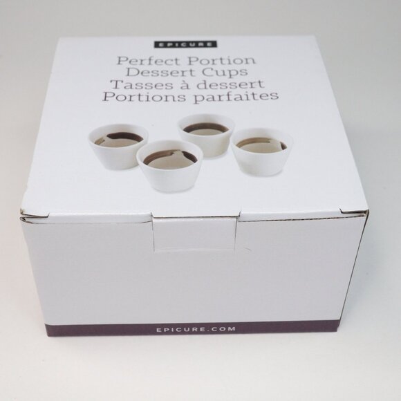 BNIB Epicure Set of 4 Perfect Portions Dessert Cups Gloss White 3 1/4 x 3" - Picture 6 of 6